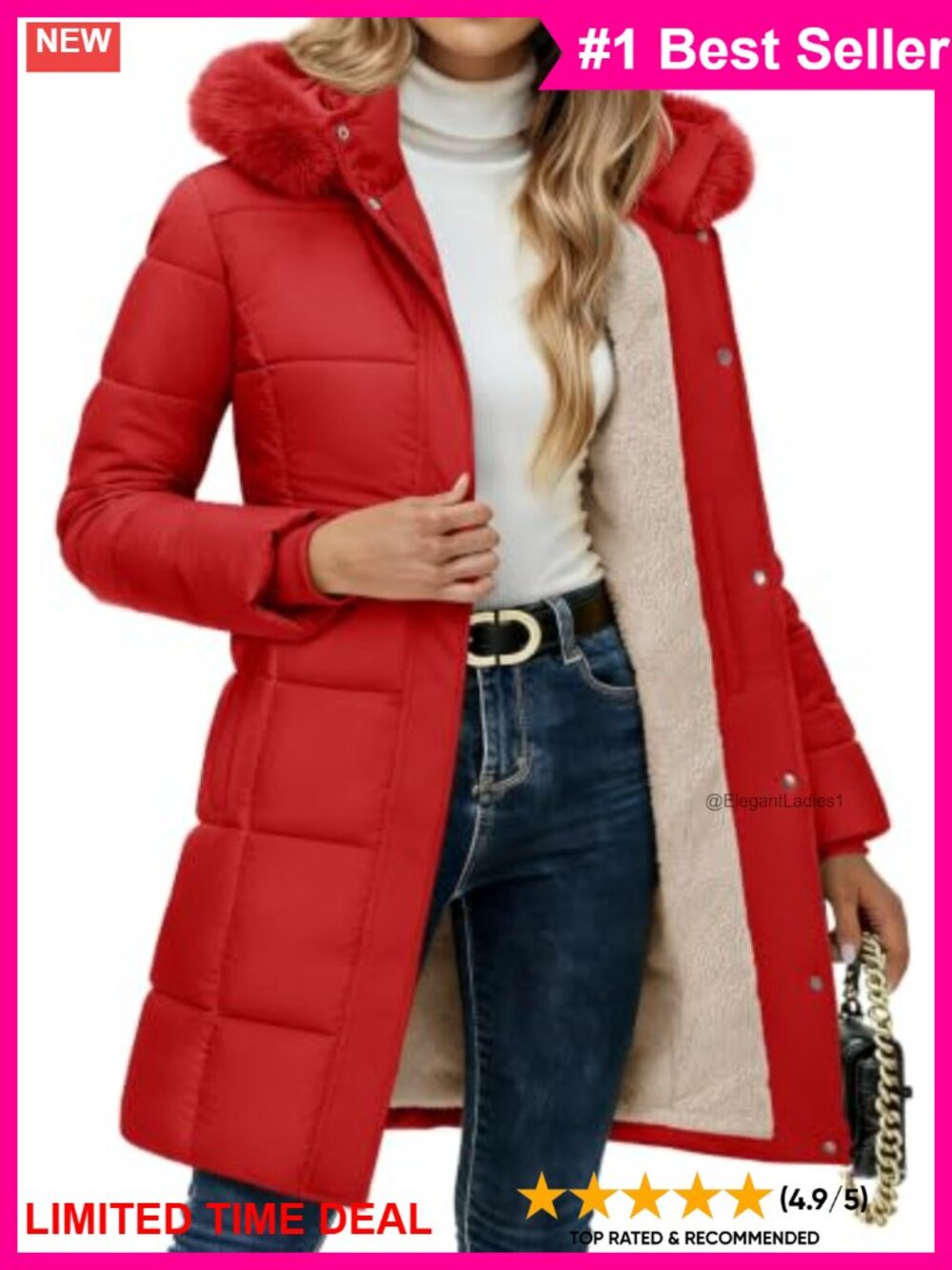 Fleece Lined Long Quilted Puffer Down Parka Winter Coat